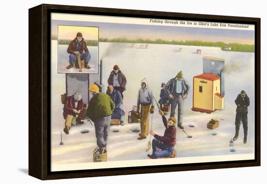 Ice Fishing, Lake Erie, Ohio-null-Framed Stretched Canvas