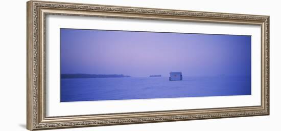 Ice Fishing Shack on a Frozen Lake, Lake of the Woods, Minnesota, USA-null-Framed Photographic Print