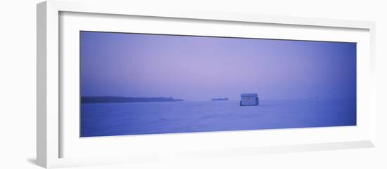 Ice Fishing Shack on a Frozen Lake, Lake of the Woods, Minnesota, USA-null-Framed Photographic Print