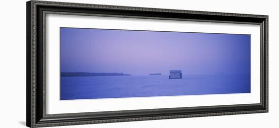 Ice Fishing Shack on a Frozen Lake, Lake of the Woods, Minnesota, USA-null-Framed Photographic Print