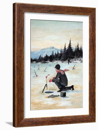 Ice Fishing-null-Framed Art Print