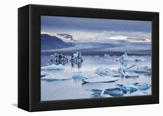 Ice floes in the lagoon at Jokulsarlon, Vatnajokull National Park-Nigel Hicks-Framed Premier Image Canvas