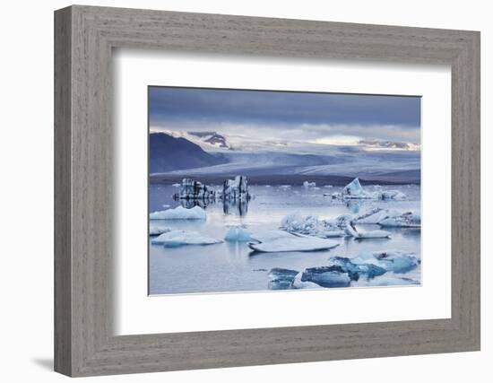 Ice floes in the lagoon at Jokulsarlon, Vatnajokull National Park-Nigel Hicks-Framed Photographic Print