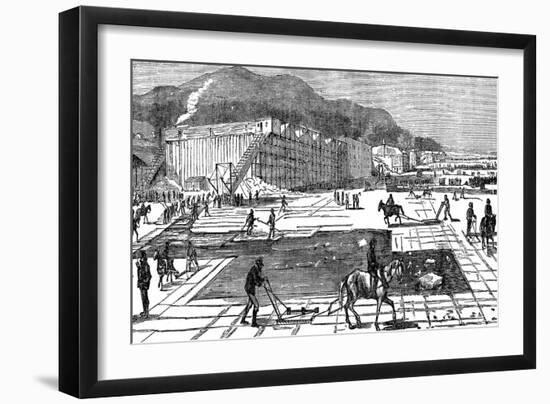 Ice Gathering on the Hudson River Near New York, USA, 1875-null-Framed Giclee Print