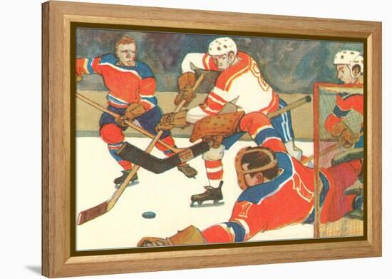 Ice Hockey Game-null-Framed Stretched Canvas