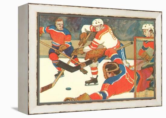 Ice Hockey Game-null-Framed Stretched Canvas
