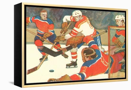 Ice Hockey Game-null-Framed Stretched Canvas