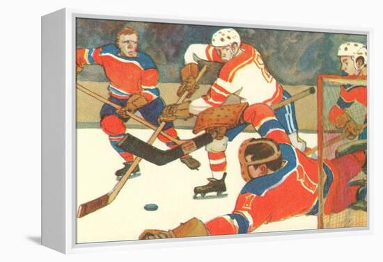 Ice Hockey Game-null-Framed Stretched Canvas