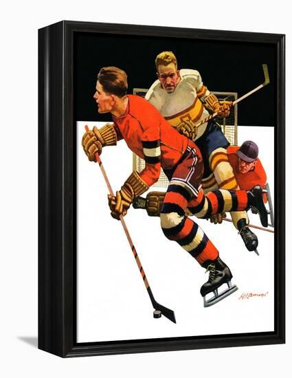 "Ice Hockey Match,"January 18, 1936-Maurice Bower-Framed Premier Image Canvas
