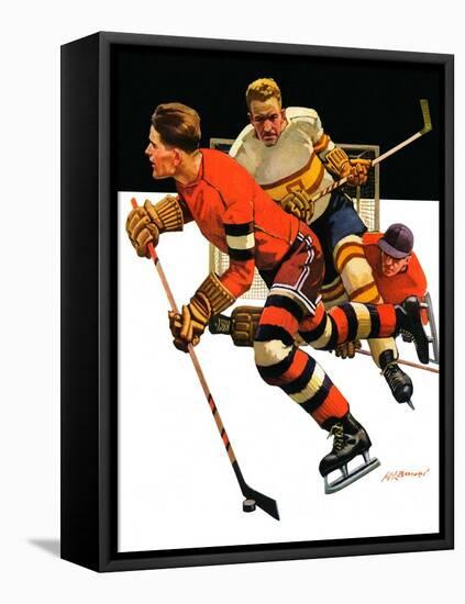 "Ice Hockey Match,"January 18, 1936-Maurice Bower-Framed Premier Image Canvas