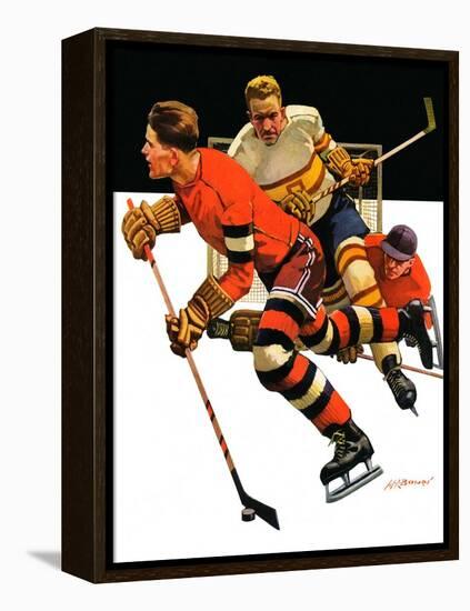 "Ice Hockey Match,"January 18, 1936-Maurice Bower-Framed Premier Image Canvas