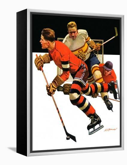 "Ice Hockey Match,"January 18, 1936-Maurice Bower-Framed Premier Image Canvas