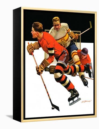 "Ice Hockey Match,"January 18, 1936-Maurice Bower-Framed Premier Image Canvas