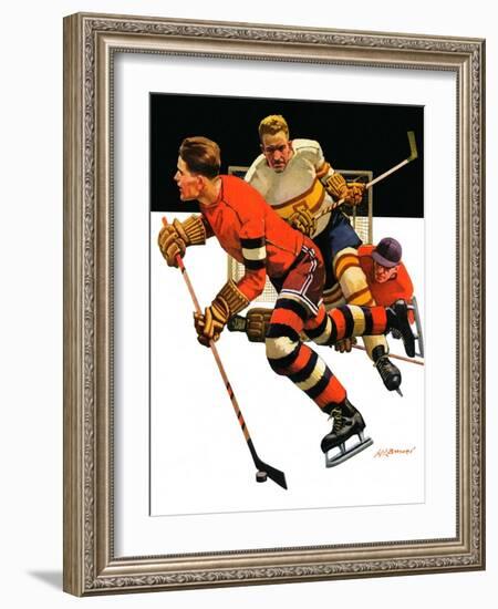 "Ice Hockey Match,"January 18, 1936-Maurice Bower-Framed Giclee Print