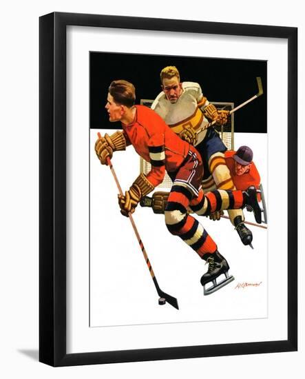 "Ice Hockey Match,"January 18, 1936-Maurice Bower-Framed Giclee Print