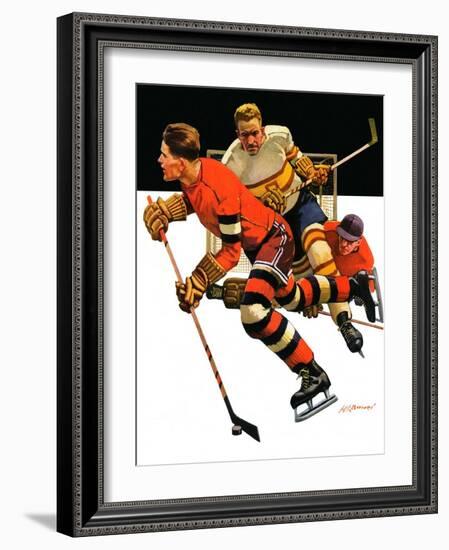 "Ice Hockey Match,"January 18, 1936-Maurice Bower-Framed Giclee Print