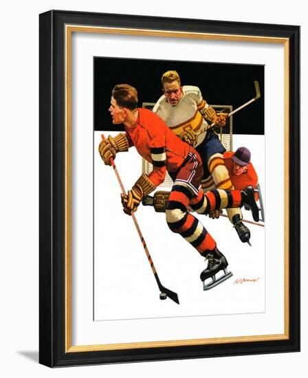 "Ice Hockey Match,"January 18, 1936-Maurice Bower-Framed Giclee Print