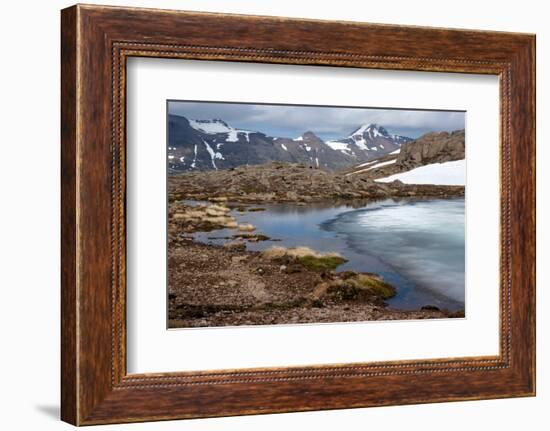 Ice Melting on a Mountain Pass, Strandir, West Fjords, Iceland, Polar Regions-Ethel Davies-Framed Photographic Print