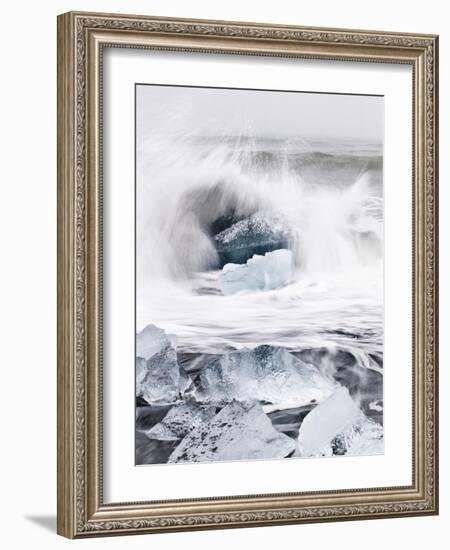 Ice on Jokulsa Beach, Iceland-Nadia Isakova-Framed Photographic Print