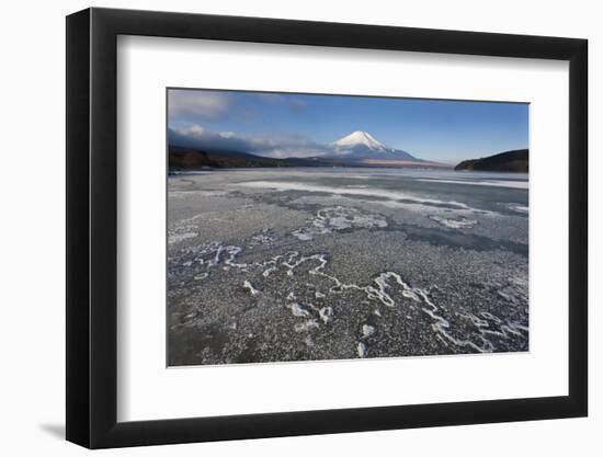 Ice on Lake Yamanaka with Snow-Covered Mount Fuji in Background, Japan-Peter Adams-Framed Photographic Print