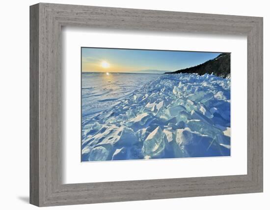 Ice Pile Of Broken Shelf Ice, Near The Shore Of Lake Baikal, Siberia, Russia, March-Olga Kamenskaya-Framed Photographic Print
