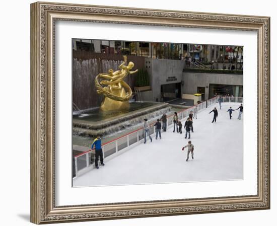 Ice Rink at Rockefeller Center, Mid Town Manhattan, New York City, New York, USA-Robert Harding-Framed Photographic Print