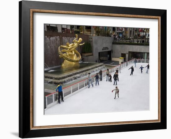 Ice Rink at Rockefeller Center, Mid Town Manhattan, New York City, New York, USA-Robert Harding-Framed Photographic Print