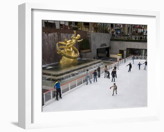 Ice Rink at Rockefeller Center, Mid Town Manhattan, New York City, New York, USA-Robert Harding-Framed Photographic Print