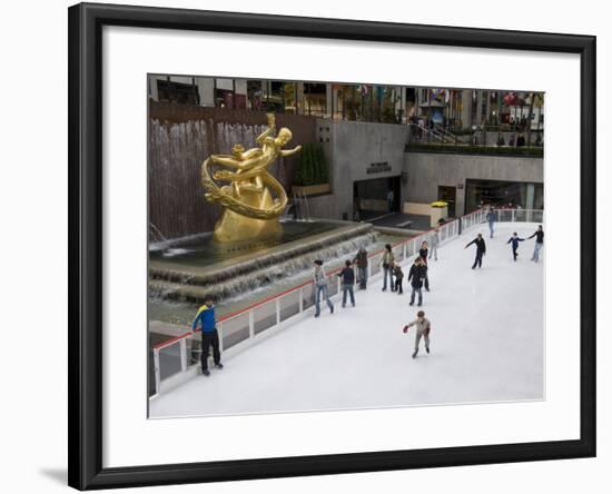 Ice Rink at Rockefeller Center, Mid Town Manhattan, New York City, New York, USA-Robert Harding-Framed Photographic Print