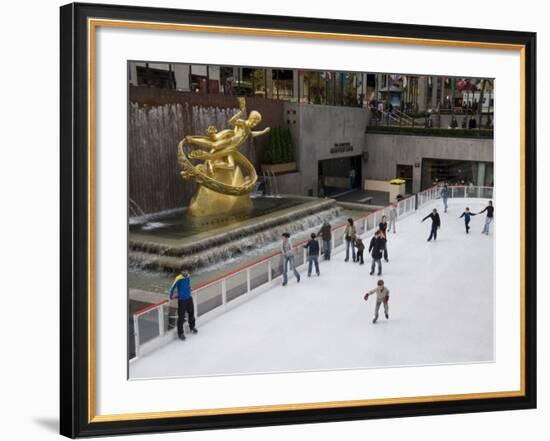 Ice Rink at Rockefeller Center, Mid Town Manhattan, New York City, New York, USA-Robert Harding-Framed Photographic Print