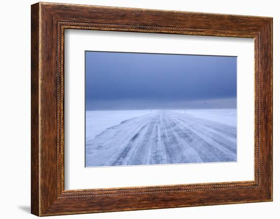 Ice Road in Bad Weather, Longyearbyen, Spitsbergen, Svalbard, Arctic Circle, Norway, Scandinavia-Stephen Studd-Framed Photographic Print