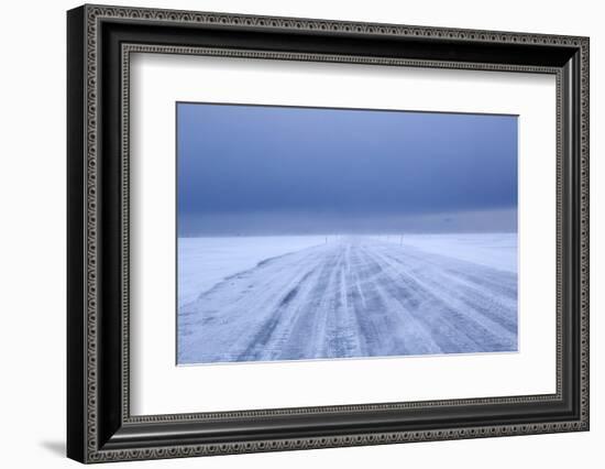 Ice Road in Bad Weather, Longyearbyen, Spitsbergen, Svalbard, Arctic Circle, Norway, Scandinavia-Stephen Studd-Framed Photographic Print