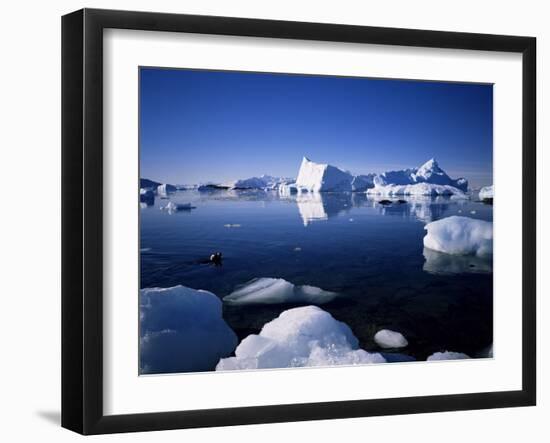 Ice Scenery and Seal, Antarctica, Polar Regions-Geoff Renner-Framed Photographic Print