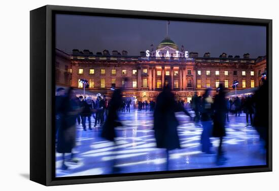 Ice Skaters at Somerset House Ice Rink London England UK-Peter Adams-Framed Premier Image Canvas