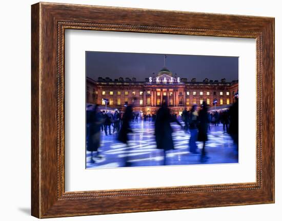 Ice Skaters at Somerset House Ice Rink London England UK-Peter Adams-Framed Photographic Print