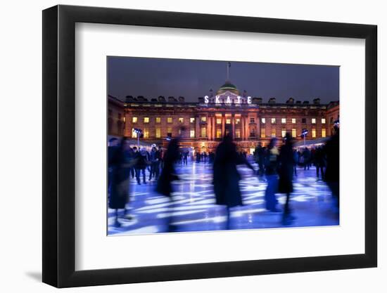 Ice Skaters at Somerset House Ice Rink London England UK-Peter Adams-Framed Photographic Print