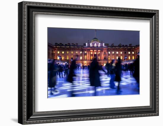 Ice Skaters at Somerset House Ice Rink London England UK-Peter Adams-Framed Photographic Print