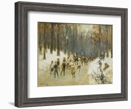 Ice Skaters on a Frozen Lake in the Berlin Zoo, 1919-Max Liebermann-Framed Giclee Print