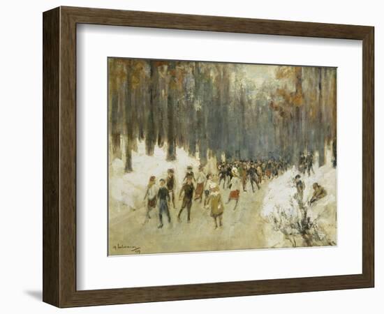 Ice Skaters on a Frozen Lake in the Berlin Zoo, 1919-Max Liebermann-Framed Giclee Print