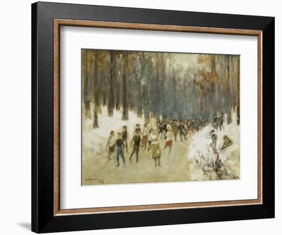 Ice Skaters on a Frozen Lake in the Berlin Zoo, 1919-Max Liebermann-Framed Giclee Print