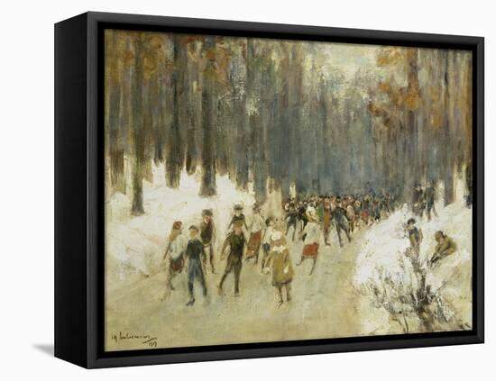 Ice Skaters on a Frozen Lake in the Berlin Zoo, 1919-Max Liebermann-Framed Premier Image Canvas