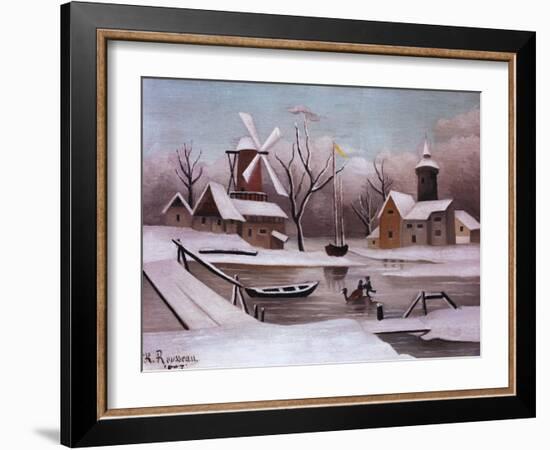 Ice Skaters on a Frozen Pond by Henri Rousseau-Geoffrey Clements-Framed Giclee Print