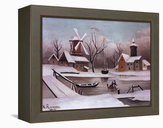 Ice Skaters on a Frozen Pond by Henri Rousseau-Geoffrey Clements-Framed Premier Image Canvas