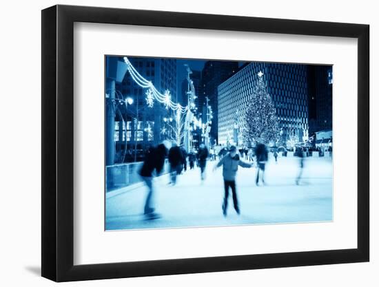 Ice Skating at Christmas (Motion Blur)-soupstock-Framed Photographic Print