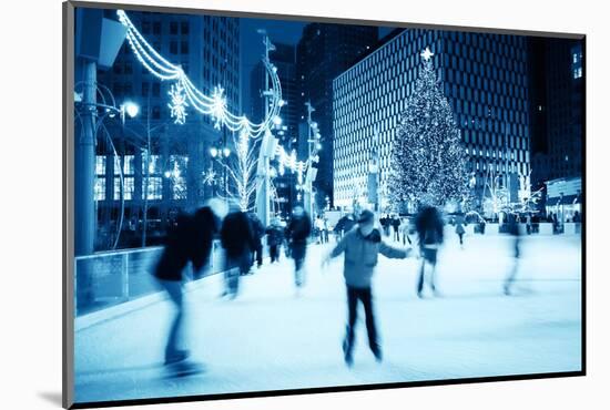 Ice Skating at Christmas (Motion Blur)-soupstock-Mounted Photographic Print