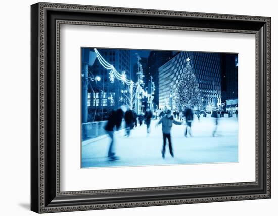 Ice Skating at Christmas (Motion Blur)-soupstock-Framed Photographic Print