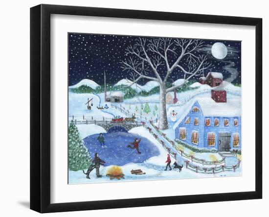 Ice Skating By Old Farm-Cheryl Bartley-Framed Giclee Print