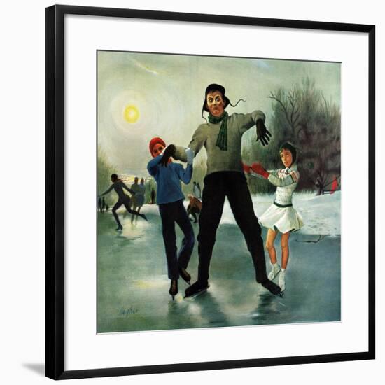 "Ice-skating Class for Dad", February 8, 1958-George Hughes-Framed Giclee Print