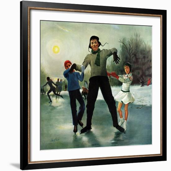 "Ice-skating Class for Dad", February 8, 1958-George Hughes-Framed Giclee Print