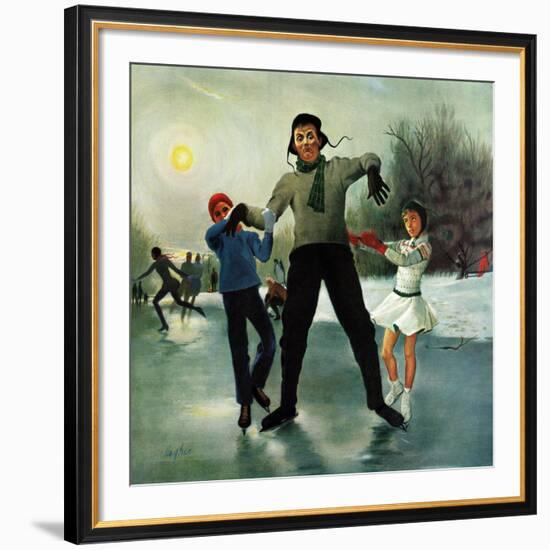 "Ice-skating Class for Dad", February 8, 1958-George Hughes-Framed Giclee Print